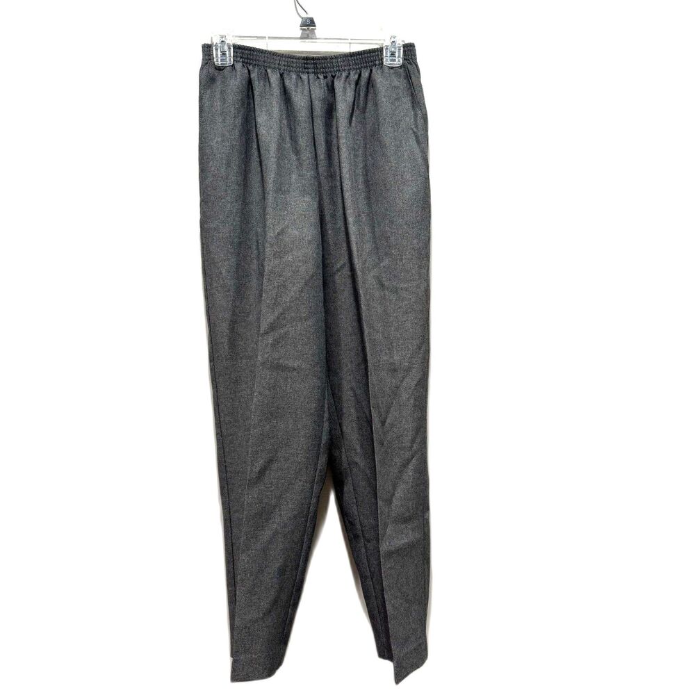 Alfred Dunner Slacks Gray Dress Pants Trousers Flat Front Straight Womens sz 12P